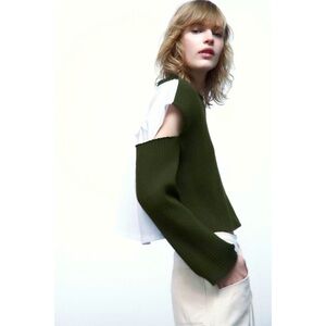 ZARA combination cut out SWEATSHIRT khaki size m new without tags